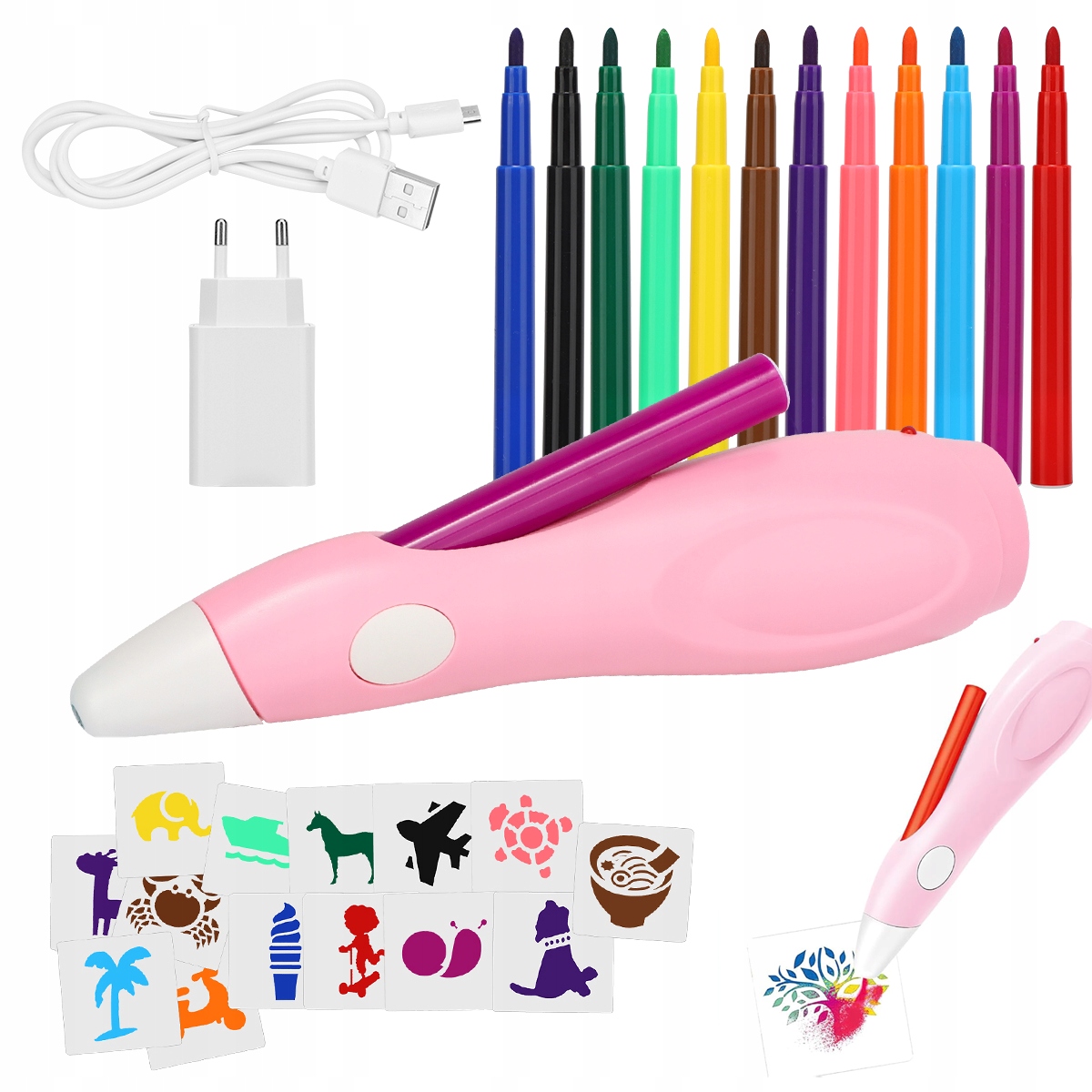 ELEKTRICKÝ ZNAČOVAČ AEROGRAPH BALLPOINT UMELECKÁ SADA S 12 NÁPLŇAMI